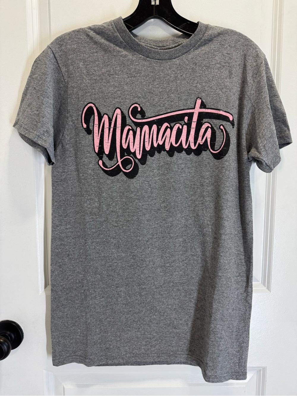 Mamacita Graphic Tee - Gray with Pink Script